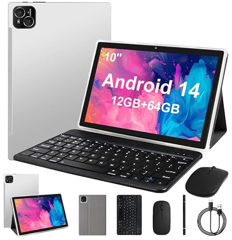ITMEIPC Tablet Android da 10 pollici 14 Tablet, 12 GB (4+8) RAM 64 GB ROM 1 TB espandibile, processore Octa-Core Tablet