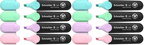 Schneider Job 150 Pastell Textmarker (aus recyceltem Kunststoff, ausgezeichnet mit Der blaue Engel) 4er Etui sortiert (Packung mit 2)