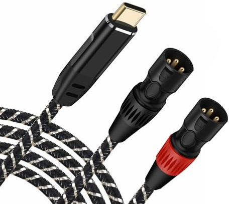NCGGY USB C to XLR Male Audio Cable,USB C to Dual XLR Male Output Stereo Cable Converter Adaptere,USB C Connection Active Speaker,Mixer Console,Power Amplifier,etc 2.5M