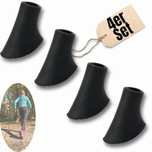 Mavendo 4 Stück Nordic Walking Stöcke Gummipuffer für alle gängigen Nordic Walking Wanderstöcke - Nordic Walking Pads Asphalt schnell - Universal für Nordic Walking Stock mit Durchmesser von 10-11mm