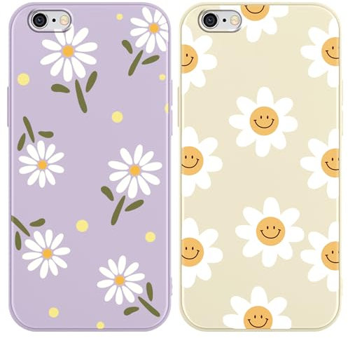Yoedge 2 Stück HandyHülle für iPhone 16e/SE 4/SE 2025 Hülle 6,1, Mädchen Schutzhülle Blumen Muster Aesthetic Design, Frauen Geschenk Silikon Stoßfest Bumper Cover Case für iPhone SE 4, Lila Blumen