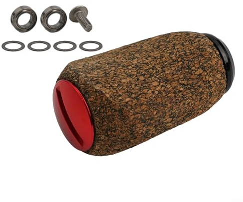 Reel Handle Knob for DAIWA, Soft Rubber and Cork Design for Better Control (red)