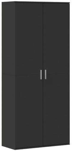 vidaXL Highboard, Sideboard mit Stauraum, Hochschrank Beistellschrank für Wohnzimmer, Lagerschrank Schrank Kommode, Schwarz Holzwerkstoff
