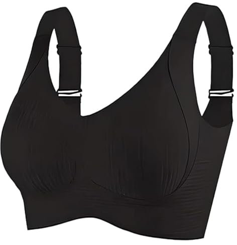 HCATBNB Reggiseno Con Coppa Intera Invisibile Da Donna, Reggiseni Regolabili Con Supporto W Migliorato, Comodi(Black,XL)