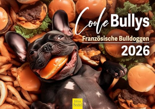 Edition Seidel Premium Kalender Coole Bullys 2026 Format DIN A4 Wandkalender Hundekalender Hund Welpe Tierkinder Hunderasse Haustier niedlich