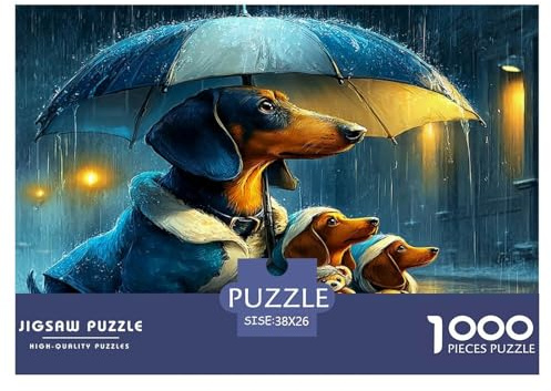 Jigsaws 1000 Piece Cute Sausage Dog - Artistic Pet Dog Home Decoration Impossible Challenging Puzzles 38x26cm/1000pcs