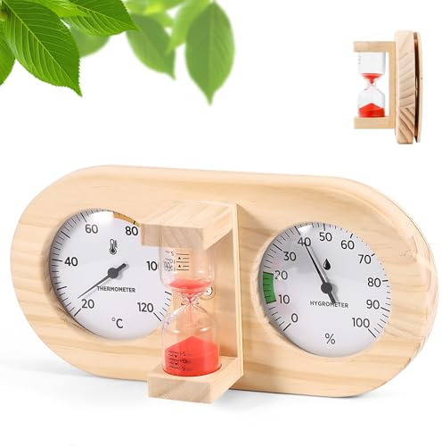 Thermomètre hygromètre 2 en 1 avec sablier pour bain à vapeur et sauna