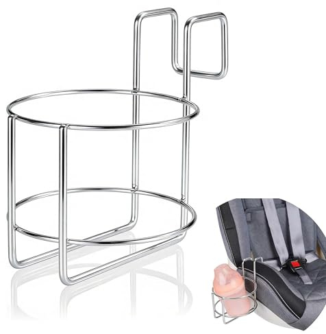 ZAHD Rollstuhl Becherhalter Autositz Flaschenhalter Autositz Becherhalter Universal Umhängen Metall Getränkehalter Universal Becherhalter für Autositze für Meisten Autositzmodellen (Silber)