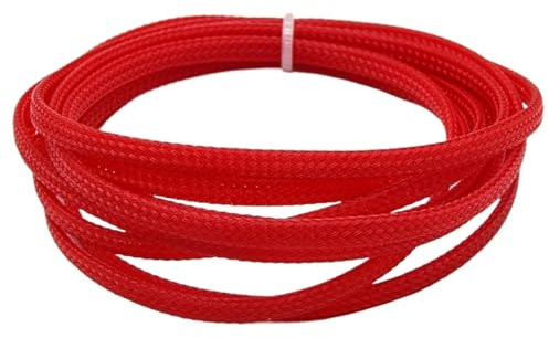 Gaine Cable Gaine tressée isolée de 2 m 2/4/6/8/10/12/14/16/20/25/30/40 mm Protection de Gaine de Fil Haute densité Noir Rouge Manchon de câble(Red,25mm)