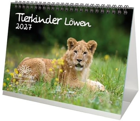 Tierkinder Löwen DIN A5 Tischkalender für 2027 Löwenbabys - Seelenzauber