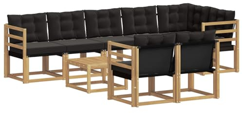 vidaXL Outdoor-Sofagarnitur mit Kissen 9 pcs Weiß und Schwarz, Gartenlounge, modernes Sofa für draußen, bequemes Terrassenmöbel, stylisches Sitzset