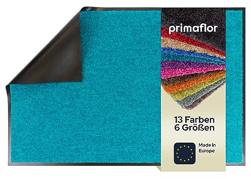 Primaflor Schmutzfangmatte CLEAN – Türkis, 90x120 cm | Saugstarke, Schwer entflammbare Fußmatte | Rutschfester Türvorleger für Innen | Türmatte für Eingangsbereich | Sauberlaufmatte mit Gummirand