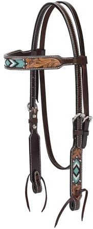 Weaver Leather Unisex-Erwachsene 45-0144 Weaver Stirnband mit türkisfarbenen Perlen, 1,6 cm, Dunkles Öl, 6.5
