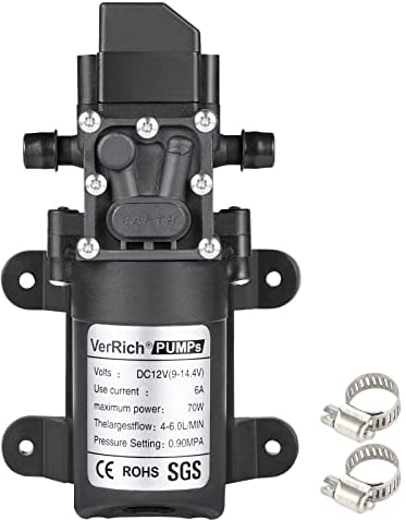 VerRich Bombas de Agua de 12V, Bomba de diafragma autocebante de Alta presión Autocaravana, Caravana