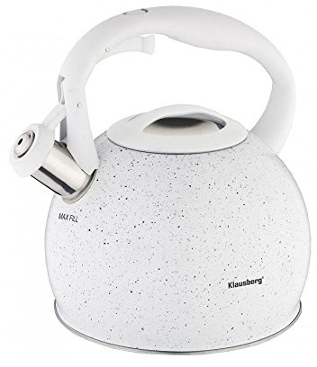 Flötenkessel Wasserkessel 3.0L Wasserkocher Edelstahl Kessel 4 Farben Whistling Kettle KLAUSBERG (Weiß)