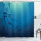 ABAKUHAUS Navy blau Duschvorhang, Hammerhai, Stoffliches Gewebe Badezimmerdekorationsset mit Haken, 175 x 240 cm, Navy blau