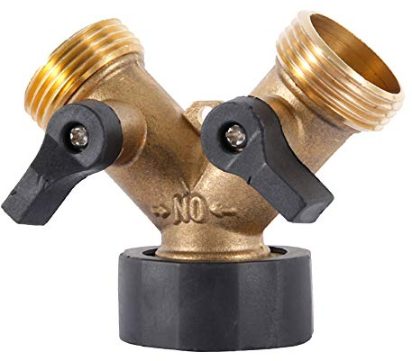 Répartiteur Distributeur en Y 2 Voies pour Tuyau d'alimentation 3/4, Raccord Double Robinet de Jardin,Raccord en Y pour tuyaux d'arrivée d'eau avec robinet d'arrêt pour lave-vaisselle etc