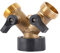 Répartiteur Distributeur en Y 2 Voies pour Tuyau d'alimentation 3/4, Raccord Double Robinet de Jardin,Raccord en Y pour tuyaux d'arrivée d'eau avec robinet d'arrêt pour lave-vaisselle etc