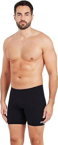Zoggs Men's Jammer Swimming Trunks | Chlorine-Proof, Quick-Drying, Ecolast+ Fabric | Swim Fitness Training Jammer | Black