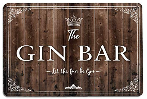Gin Bar Sign - vintage wood effect A4 metal wall sign