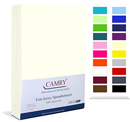Camry Spannbettlaken 90x200cm - 100x200cm Natur Baumwolle Bettlaken Jersey Spannbetttuch Oeko-Tex 100