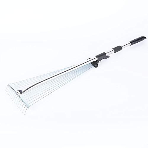 Hovico Teleskop-Rechen mit verstellbarem 20.3,58.3 cm breitem, klappbarem Kopf, Rasen und Höfen, ideales Gartenrechenwerkzeug.