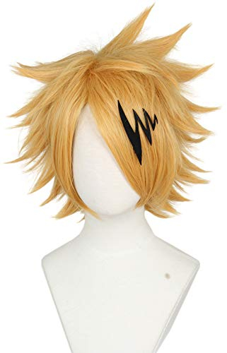 Linfairy Damen Spiel Perücke Kostüm Halloween Cosplay Perücken für Herren (Blond + Haarnadel)
