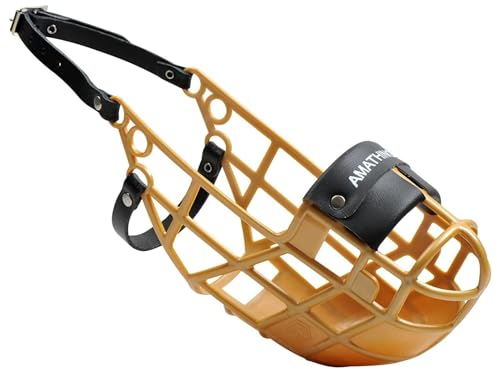 AMATHINGS Maulkorb Model Super Kennel Soft mit wattiertem Nasenstück Trinken Immer Möglich Ideal Für Freilauf, Hundewiese, Kennel, Zwinger, Rennen (Gold)