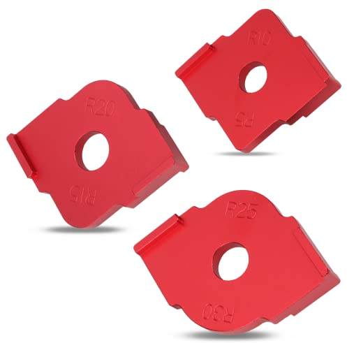 Radius Jig Router Vorlagen, 3 Stück Aluminiumlegierung Ecke Radius Quick Jig Router Bit Vorlagen, Holzbearbeitung Halbkreis Positionierungsvorlage Trimmwerkzeug, Rot