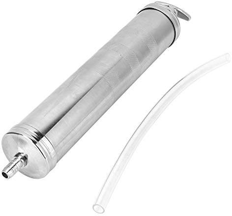 Seringue à 500cc Pistolet d'Aspiration en Alliage d'Aluminium, Pompe de Transfert Manuelle avec Tuyau 30cm pour Voiture Tracteur Navire