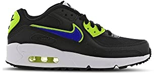 NIKE Air Max 90 GS Running Trainers DA4670 Sneakers Shoes (UK 5.5 us 6Y EU 38.5, Black Racer Blue Volt 001)