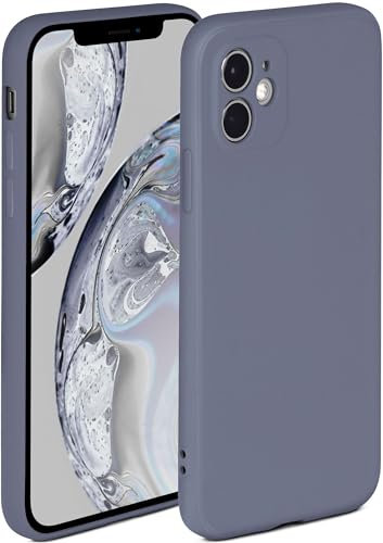 ONEFLOW Custodia morbida compatibile con Apple iPhone 12, custodia in silicone con bordo rialzato per la protezione dello schermo, custodia morbida per telefono, Viola opaco