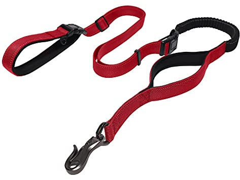 LOS ANDES Hundeleine für Große Hunde Doppelseitig Reflektierend Hundeleine mit Kurzführer Einstellbar Hundeleinen von 10 bis 50 kg Premium Leine Einstellbar Leine 1,5m-2,4m, Schwarz