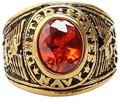 KnSam Herren Ring, Navy Seal Ring Edelstahl Trauring Verlobungsring Ehering Gold