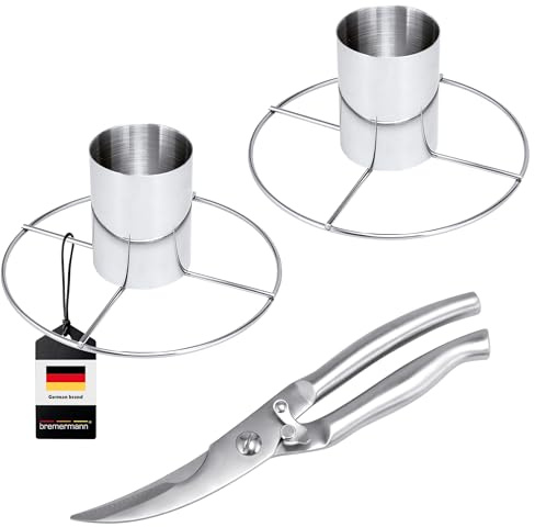 Bremermann ciseaux à volaille et 2 grilles de poulet // Ensemble de 3 pièces en acier inoxydable // Rôtissoire de poulet, lavable au lave-vaisselle