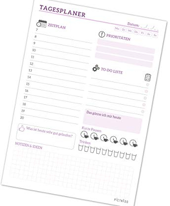 To Do Listen Block A5, 50 Blatt Tagesplaner ohne Datum - inkl. Zeitplan, Prios und Habit-Tracker, ToDo Planer für mehr Organisation Motivation, Daily Planner, Notizblock für tägliche Aufgaben (Rosa)
