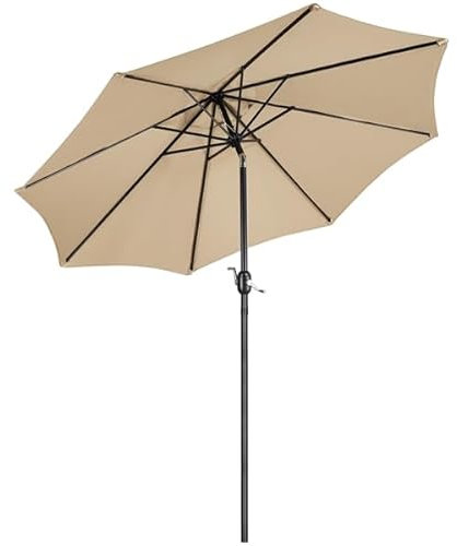 Yaheetech Parasol Sombrilla Jardín 230cm/270cm Inclinable Impermeable Protección UV Sombrilla Terraza Exterior Piscina Patio Balcón con Manivela 270cm Beige