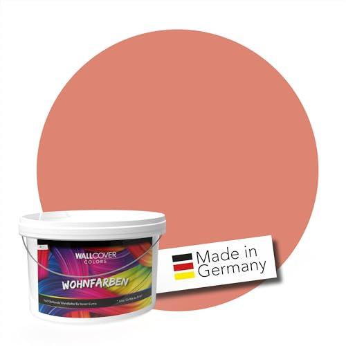 WALLCOVER hochwertige Wandfarbe für Innen | Rot Orange | 5L für 40m² | Hochdeckende Innenfarbe Matt (Klasse 1) | Profi Qualität aus Deutschland