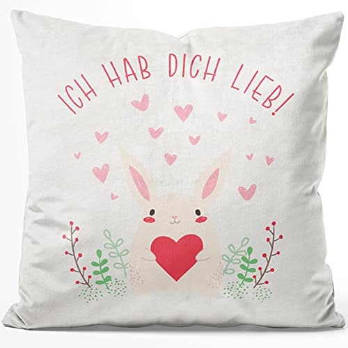 JUNIWORDS Kissen, Ich hab Dich lieb!, 40 x 40 cm, Flauschig Samtweich Weich