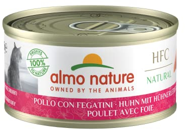 Almo Nature HFC Natural Nassfutter für ausgewachsene Katzen, Huhn und Leber, 24 Packungen à 70 g