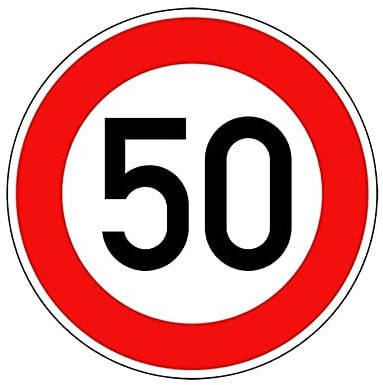 Aufkleber Verkehrszeichen VZ 274-50 Zulässige Höchstgeschwindigkeit 50km/h StVO Schild Folie selbstklebend | Ø5-30cm Made in Germany, Größe: Ø30 cm