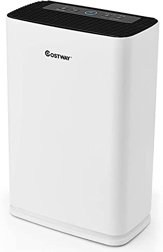 COSTWAY Air Purifier with H13 True HEPA Air Filter, Activated Carbon Filter, Sleep Mode, Air Quality Indicator & 4 Speeds, CADR 300m³/h Air Cleaner Purifiers for Home Office (Air Purifier)