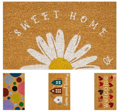 OLIVO.shop | FANTASY 12 Zerbino ingresso casa, tappeto ingresso interno, zerbino ingresso esterno, zerbino in fibra di cocco naturale con stampe colorate 30x50 cm (DAISY)