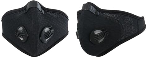 BESPORTBLE Aktivkohle Staubmaske Mit Filter FüR Outdoor AktivitäTen - Verstellbarer Nasenclip, Doppeltes Luftatmungsventil, Staubschutz, Schwarz