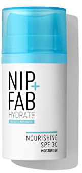 Nip+Fab SPF 30 Moisturiser Hydration Nourishing, 50 ml, Trockene + Strukturierte Haut, Maximale Feuchtigkeit und Schutz, UVA- und UVB-Schutz, SPF Gesichtshautfilter