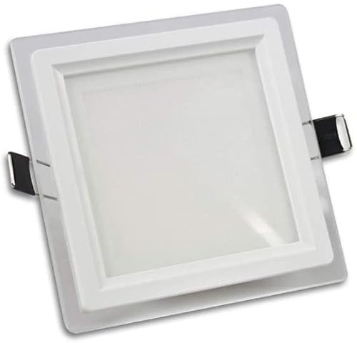 Generico UNIVERSO PANNELLO FARETTO LED QUADRATO DA INCASSO 12W CON CORNICE IN VETRO ALTA LUMINOSITA' 300KK 4000K 6500K (Bianco Naturale)