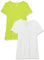 Amazon Essentials Maglietta con Scollo a v a Maniche Corte vestibilità Regolare Donna, Pacco da 2, Verde Lime/Bianco, L