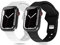KOKOKA 2 Piezas Correas Compatible con Apple Watch Correa para iWatch 49mm 45mm 44mm 42mm, Correa Repuesto de Silicona Suave para Apple Watch Series Ultra 8 7 6 5 4 3 2 1 SE, Negro/Blanco