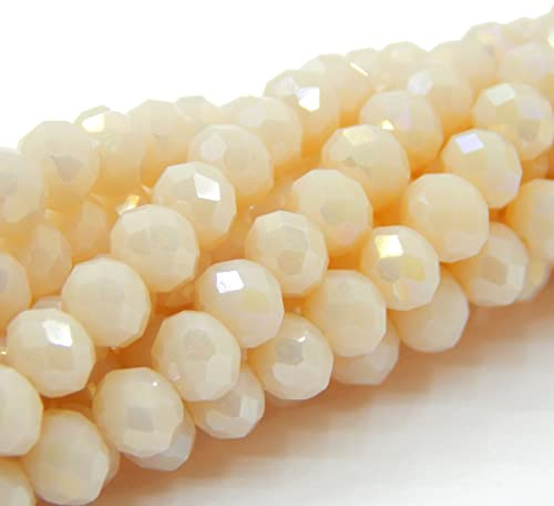 Perlin 120 cuentas de cristal checas de Bohemia de 4 mm, perlas checas de cristal con circonita cúbica facetada, 1 hebra (polvo rosa opaco), TSCHECHISCHE RONDELL 4MM