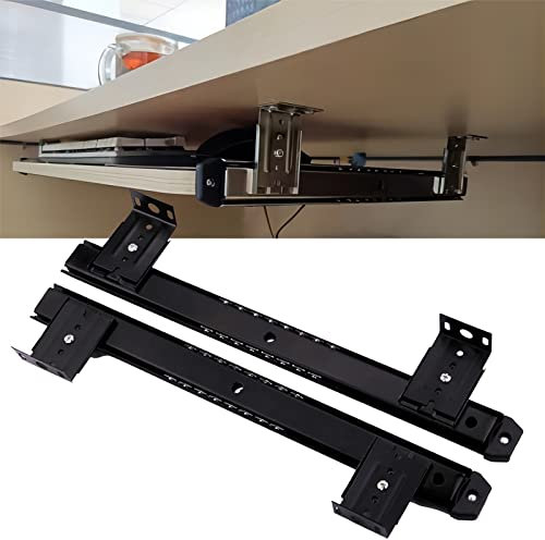 Drawer Slides 350 mm 1 Paar Kugellager Schubladenschienen, Tastaturauszug Aus Stahl Langlebig Und Leise Schubladen Schiene Für Bürotische, Mit Höhenverstellbarem Montagebügel (Color : Black, Size :